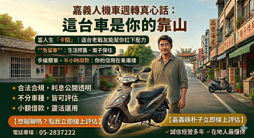 嘉義機車借款，嘉義機車貸款，當舖免留車